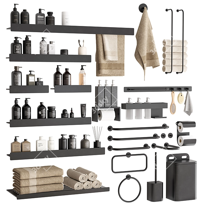 Modern Bathroom Accessories Set 3D 3D model image 1