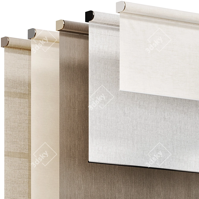 Modern Roller Blinds Curtains Set 3D model image 3