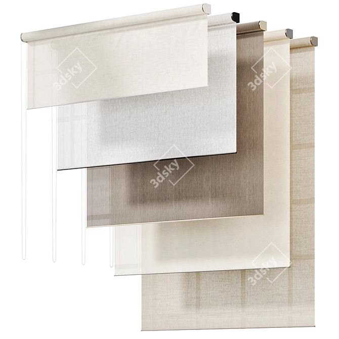 Modern Roller Blinds Curtains Set 3D model image 4