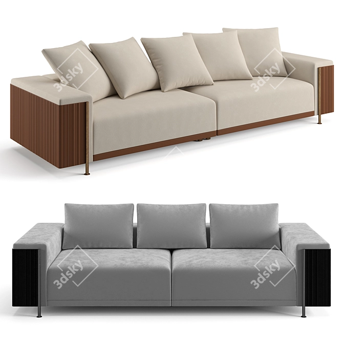 Contemporary Trussardi Casa Deven Sofa 3D model image 1