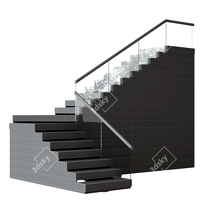 Modern Staircase 30.5 Inches 3D model image 1