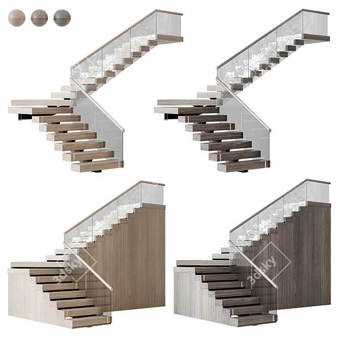 Modern Staircase 30.5 Inches 3D model image 2