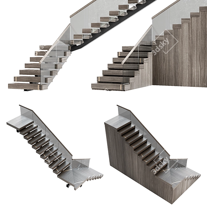 Modern Staircase 30.5 Inches 3D model image 5