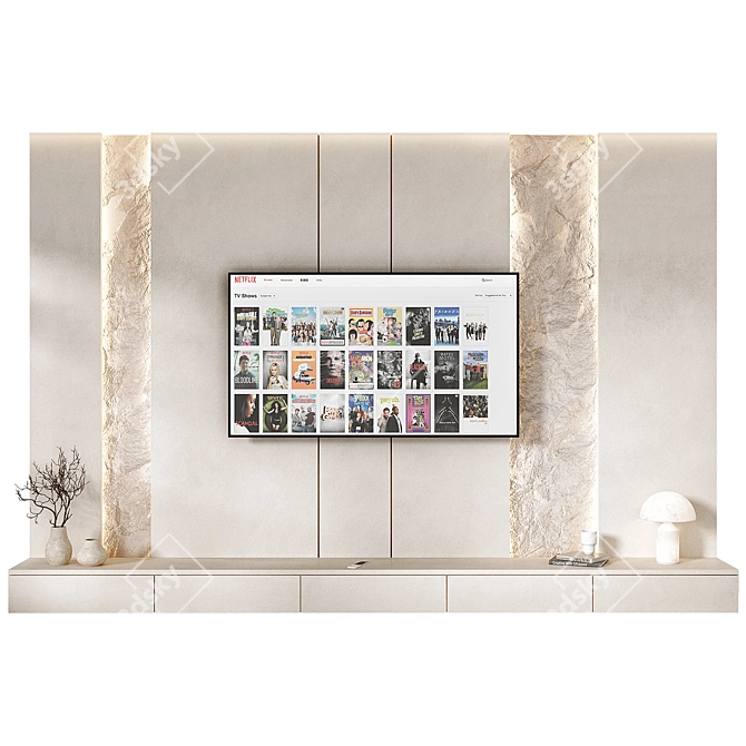 Modern TV Wall Set 3D 3D model image 2