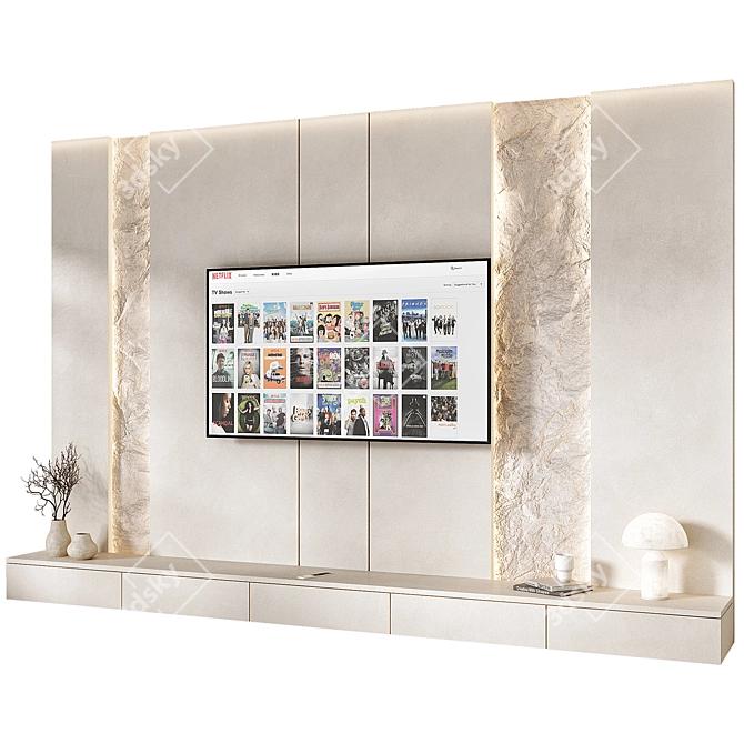 Modern TV Wall Set 3D 3D model image 5