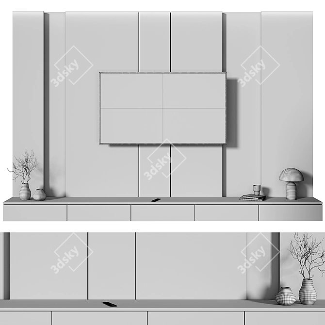 Modern TV Wall Set 3D 3D model image 6