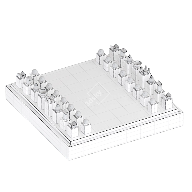 Luxury Chess Set Replica 3D model image 7