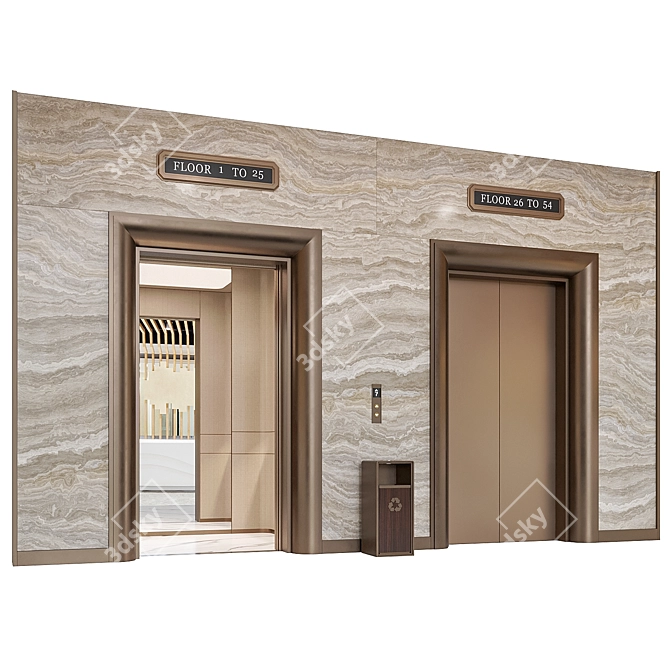 Modern Elevator Lobby Design Set 3D model image 1