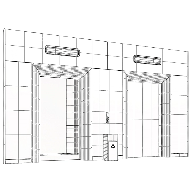 Modern Elevator Lobby Design Set 3D model image 3