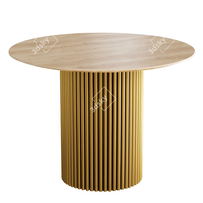 Modern Dining Table with Metal Base 3D model image 2