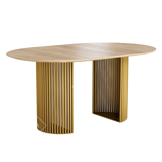 Modern Dining Table with Metal Base 3D model image 4