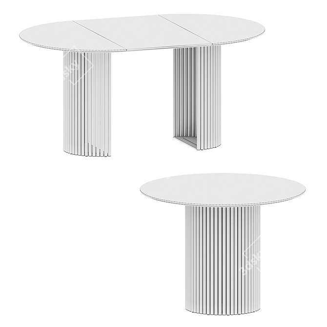 Modern Dining Table with Metal Base 3D model image 7