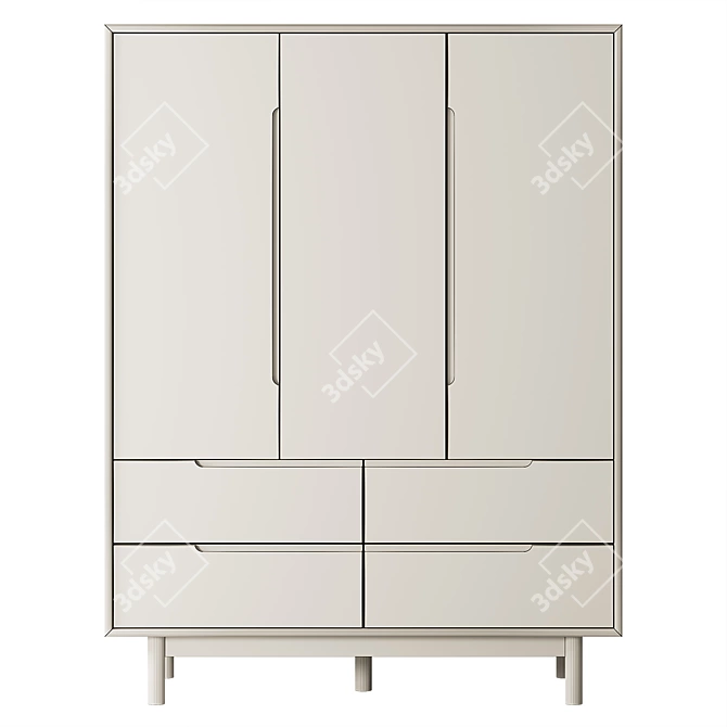 Elegant Wooden Cassy Wardrobe 3D model image 3