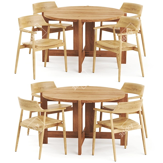 Collector Dining Set: Fondes Chair & Table 3D model image 2