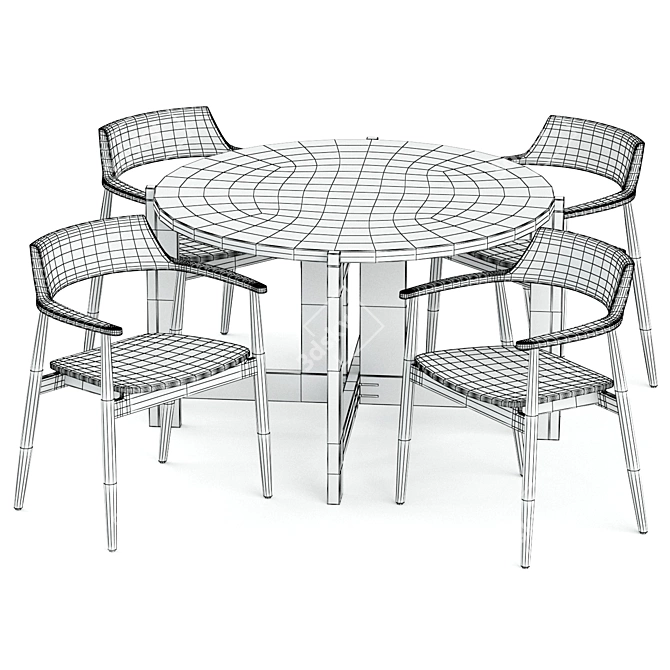 Collector Dining Set: Fondes Chair & Table 3D model image 5