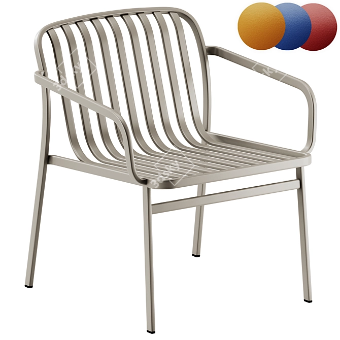 Modern Stackable Steel Armchair with Armrests 3D model image 1