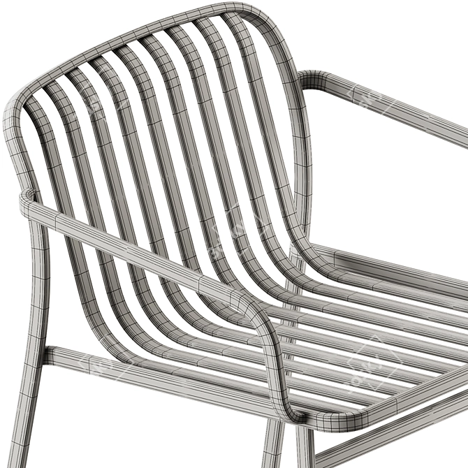 Modern Stackable Steel Armchair with Armrests 3D model image 6