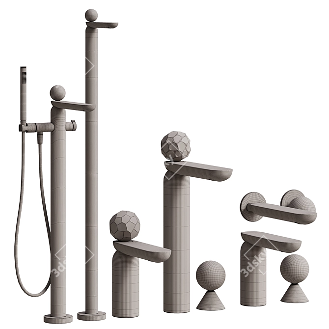 Sophisticated GESSI Perle Bathroom Set 3D model image 2