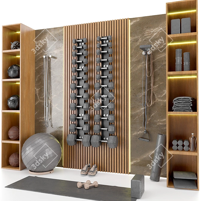  Chic Home Gym Decor Set 3D model image 2