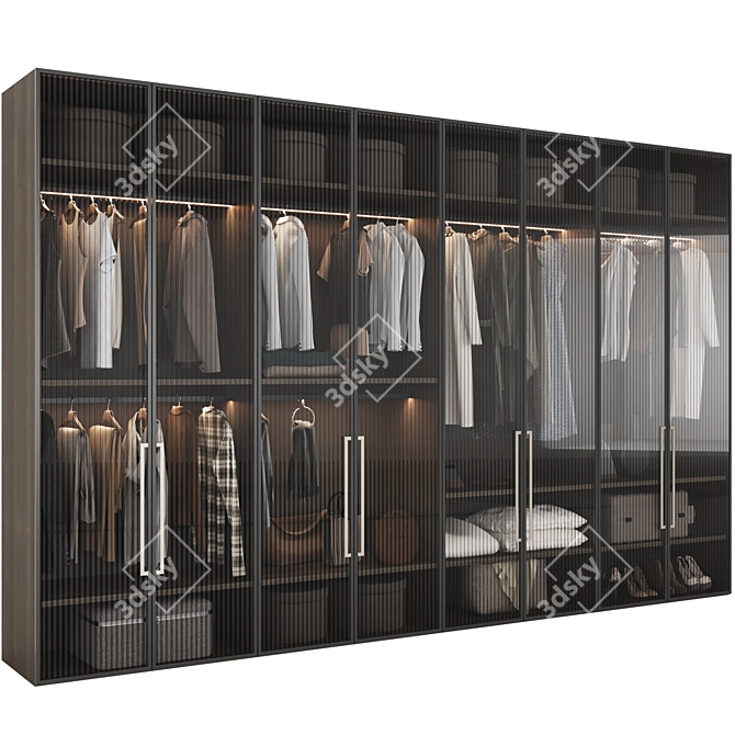 Modern Modular Wardrobe with Glass Doors 3D model image 4