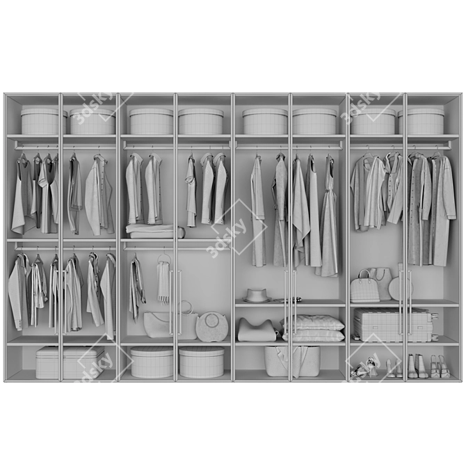 Modern Modular Wardrobe with Glass Doors 3D model image 5