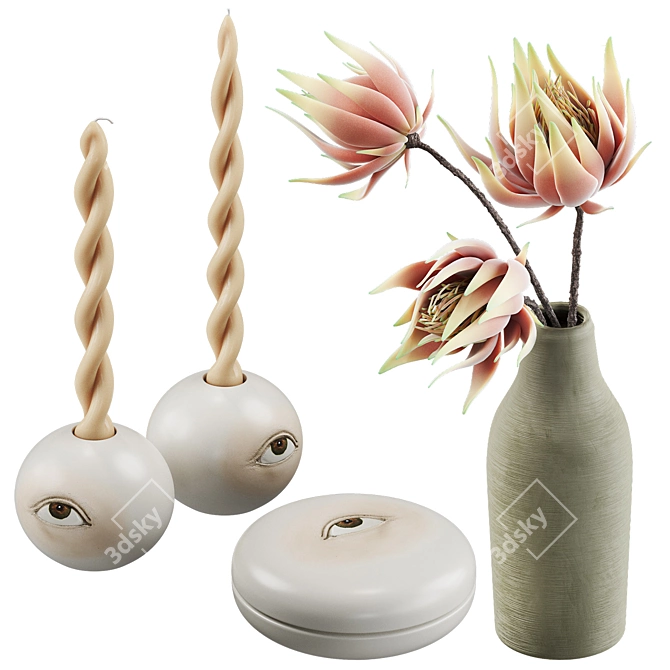 Ceramic Eye Decor Set 3D model image 3