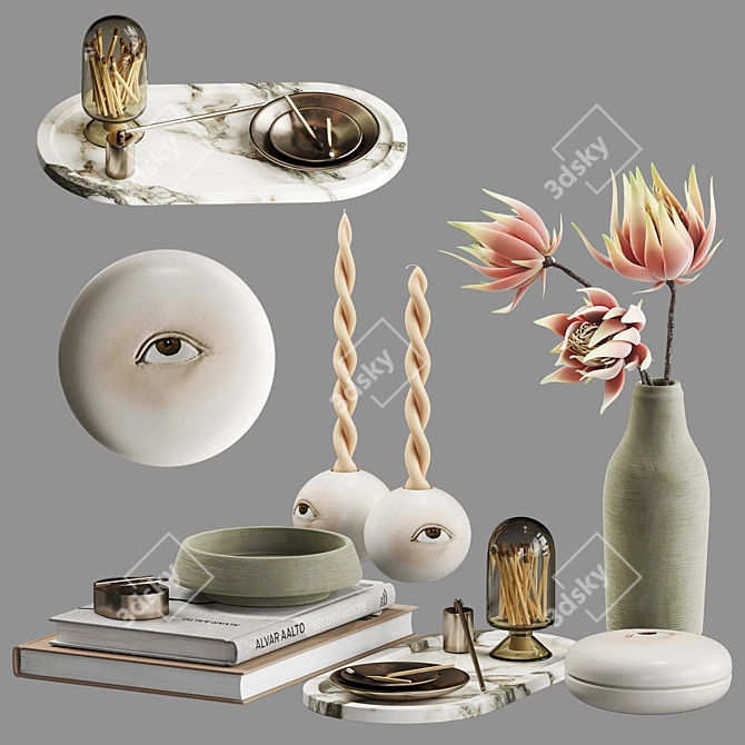 Ceramic Eye Decor Set 3D model image 4