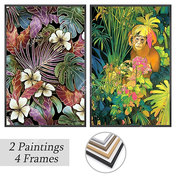 Gallery Set with Multiple Frames 3D model image 1