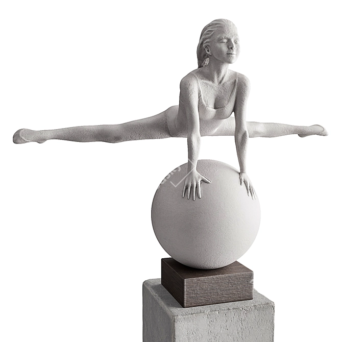 Elegant Gymnast Ball Sculpture 3D model image 2