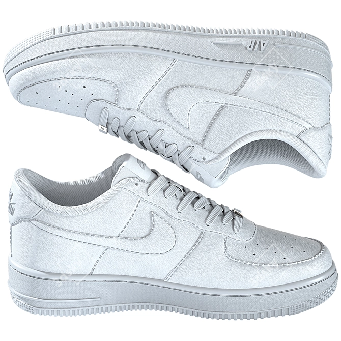 Highly Detailed White Nike AF1 3D model image 1