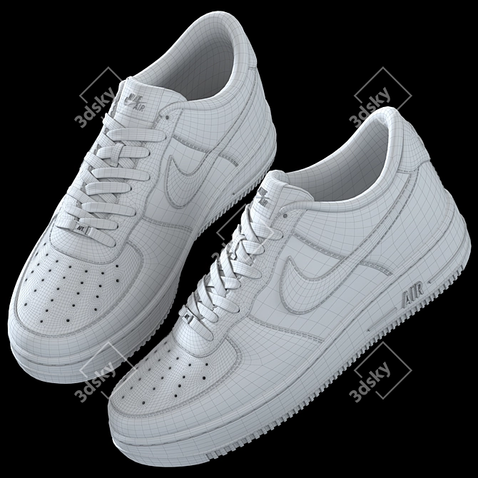 Highly Detailed White Nike AF1 3D model image 4