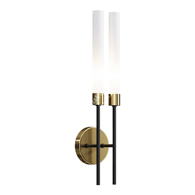  2-Light Metal and Fabric Wall Sconce 3D model image 1