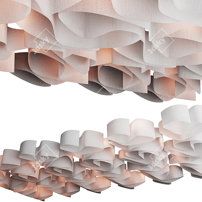 Designer Wave Fabric Ceiling 3D model image 1