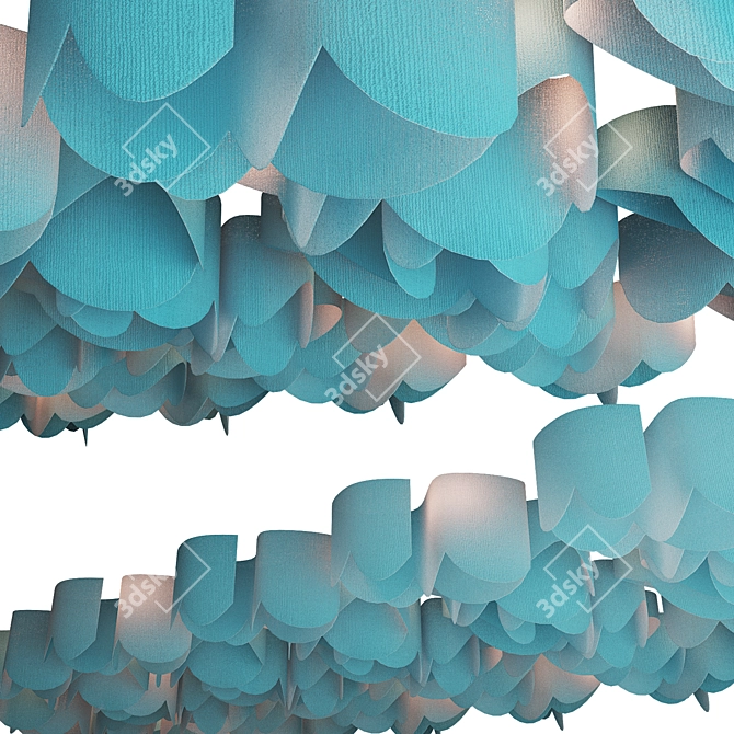 Wavy Fabric Ceiling Blue 3D model image 1