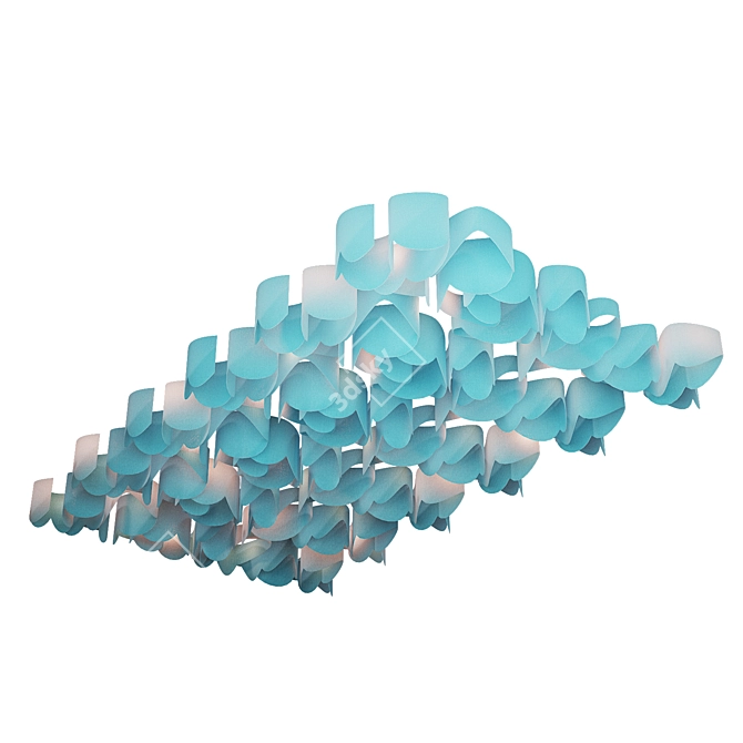 Wavy Fabric Ceiling Blue 3D model image 2