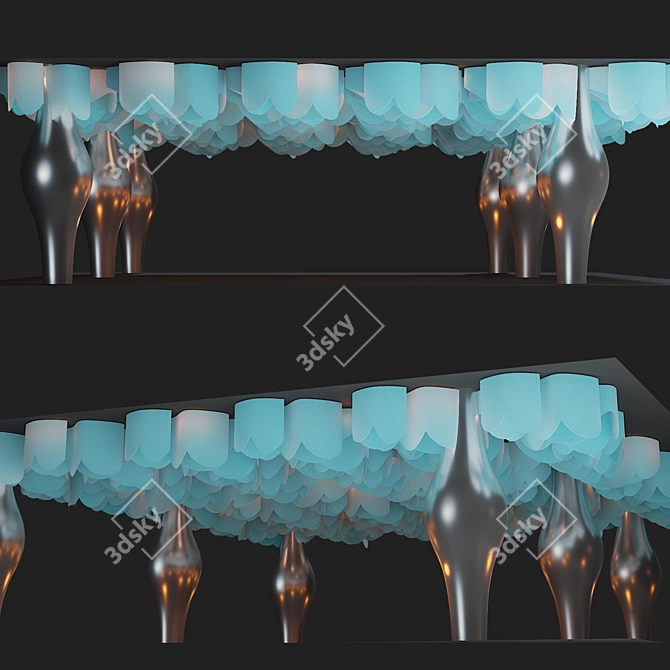 Wavy Fabric Ceiling Blue 3D model image 4