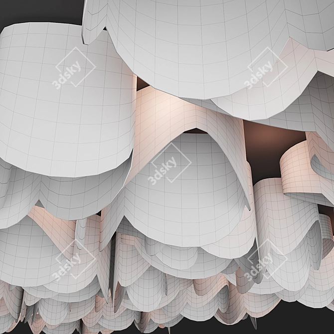 Wavy Fabric Ceiling Blue 3D model image 5