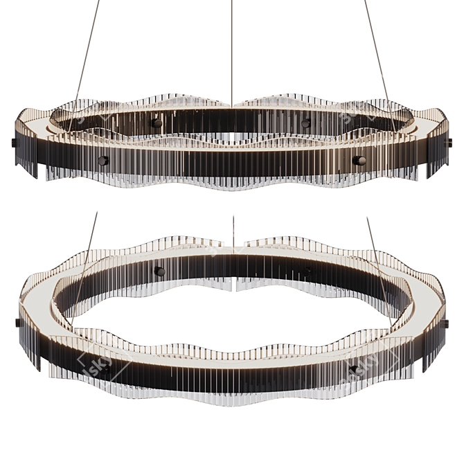 Chiffa Wave R Pendant Light 3D model image 1