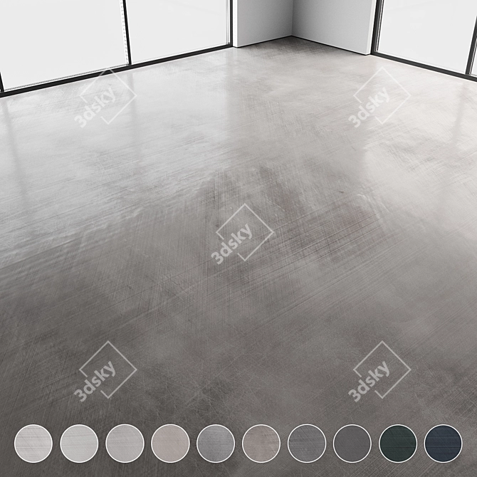 Seamless Concrete Floor Texture Pack 3D model image 1