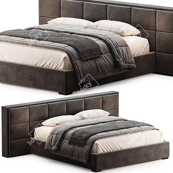 Elegant Modern Bed K560 3D model image 1