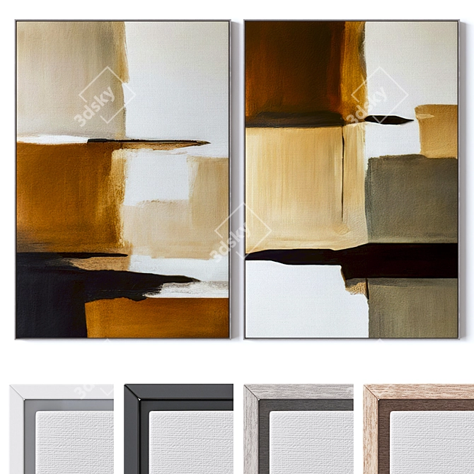 Large Wall Painting Set Frames 3D model image 1