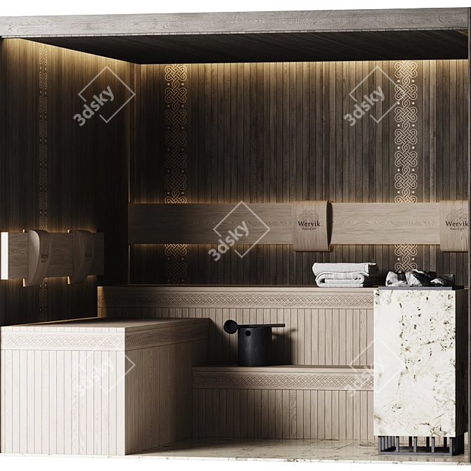  Modern Home Sauna Set 3D model image 3