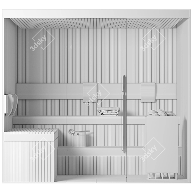  Modern Home Sauna Set 3D model image 7