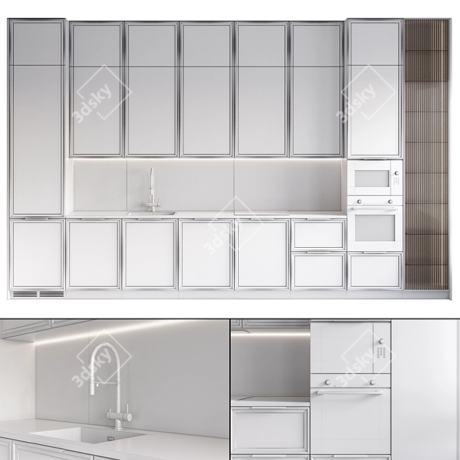 Modern Kitchen Set with Built-In Appliances 3D model image 6