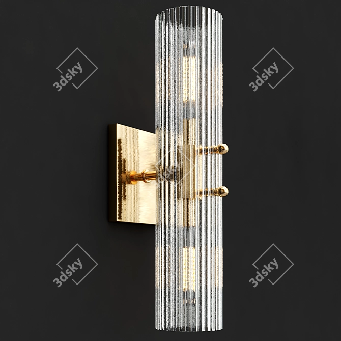 Sunshine Fluted Glass Wall Sconce 3D model image 2