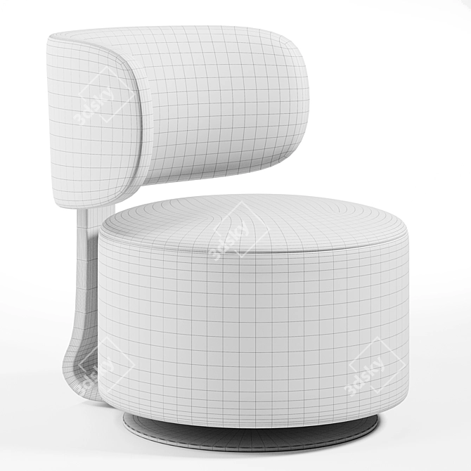 Contemporary Fabric Armchair: TAMBUROUND 3D model image 3