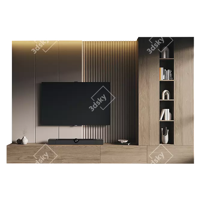 Modern TV Wall Set 180 3D model image 2