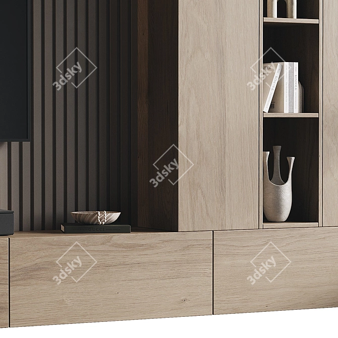 Modern TV Wall Set 180 3D model image 3