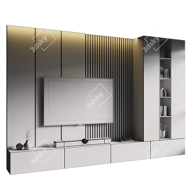 Modern TV Wall Set 180 3D model image 4