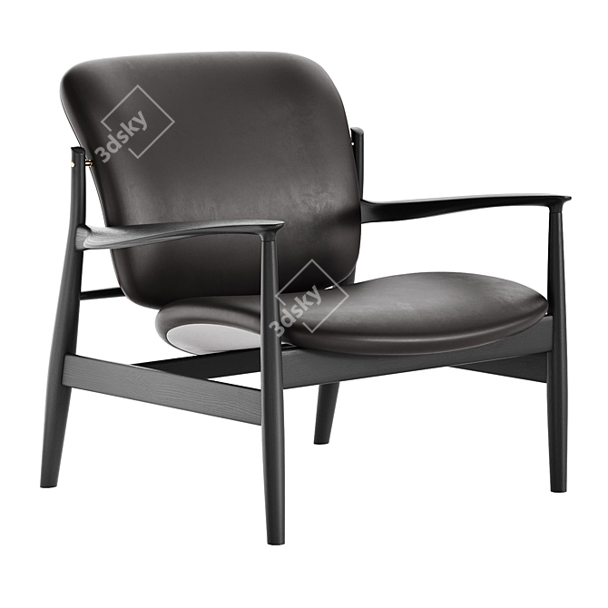 Vintage French Lounge Chair 3D model image 1